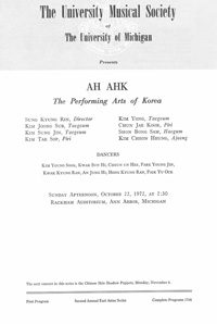 Program Book for 10-22-1972