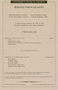 Program Book for 02-18-1992